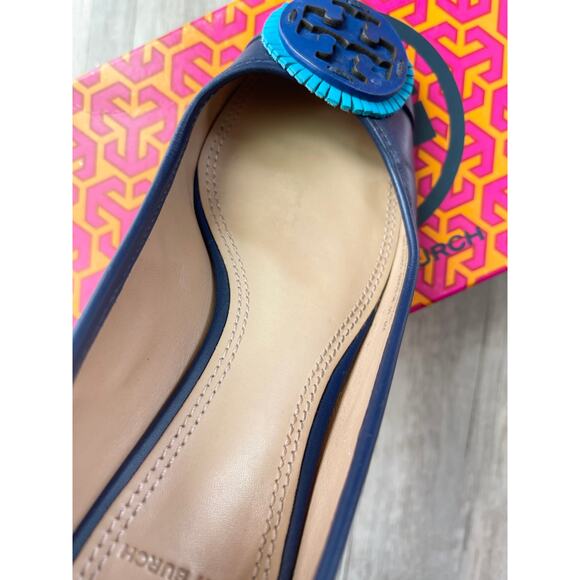 Tory Burch Navy sea/miller fringe 15mm flat size 6 - Picture 6 of 13